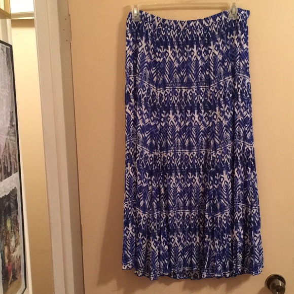 Allison Daley Skirts Pretty Knifepleated Blue And White Midi Skirt
